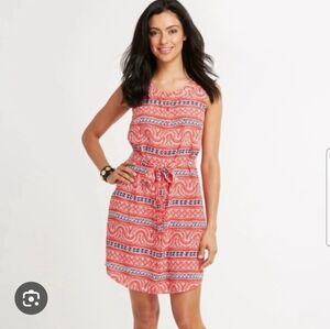 Vineyard Vines Red Sleeveless Silk and viscose Blend Dress with Belt Size 2 EUC